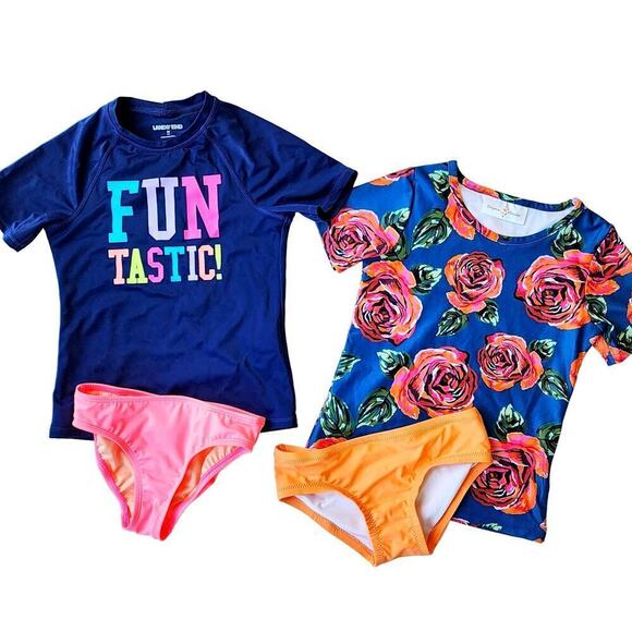 Swimsuit Bundle 5-6 Girls Lands End Primary Oopsie Daisy - Picture 1 of 3